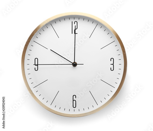 Modern clock on white background. Time management