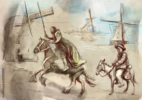 Don Quixote - An hand painted illustration. Digital drawing technique.