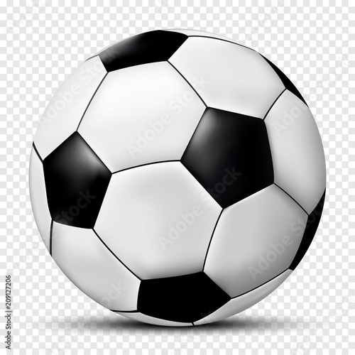 Soccer ball isolated on transparent background with shadow