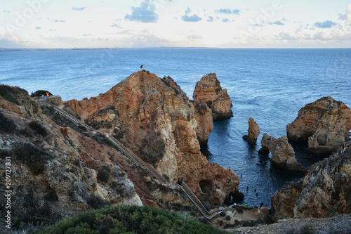 Amazing and unique cliffs formation with sea arches, grottos and smugglers caves in Lagos, Algarve, Portugal