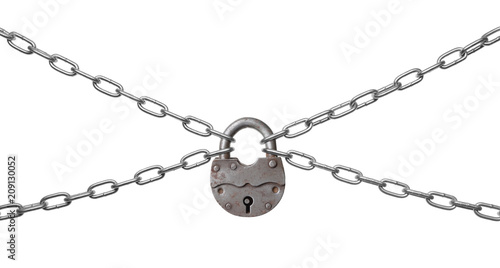 The padlock and chains. photo