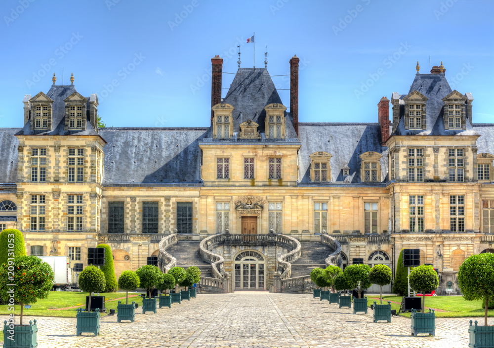 Fontainebleau palace (Chateau de Fontainebleau) near Paris, France