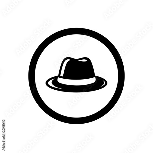 Fedora Hat Symbol, and Circle Outline, Icon Concept, Vector Logo Design