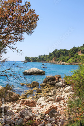 Coastline of Adriatic sea in Montenegro, travel background and nature landscape