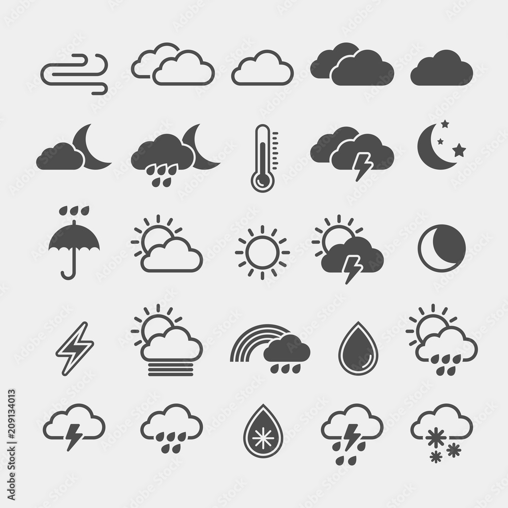 Weather flat vector icons set Weather flat vector icons set