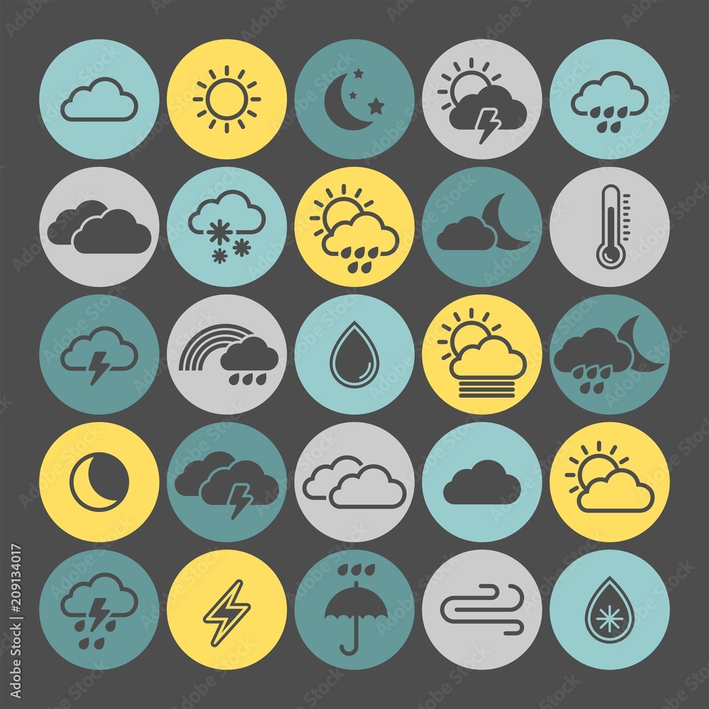 Weather flat vector icons set Weather flat vector icons set
