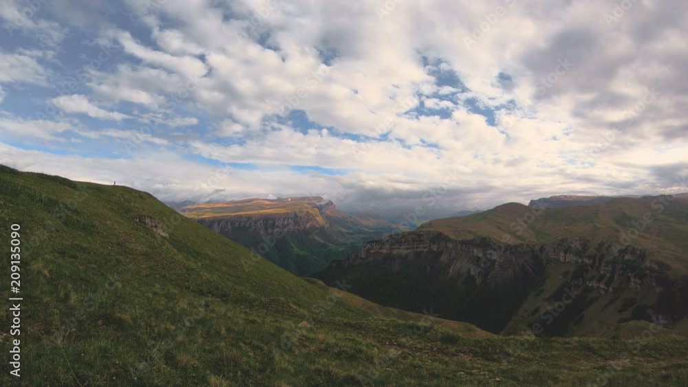 The movement of clouds over the mountain plateaus and valleys in the northern Caucasus. 4K. Photographed on GoPro 6 The movement of clouds over the mountain plateaus and valleys in the northern Caucasus. 4K. Photographed on GoPro 6