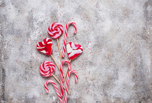 Pink lollipop and candy cane 