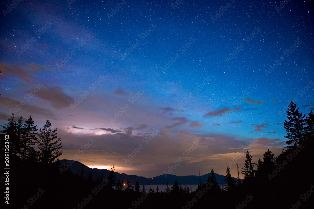 A lightning storm sweeping over Lake Pend Oreille.
