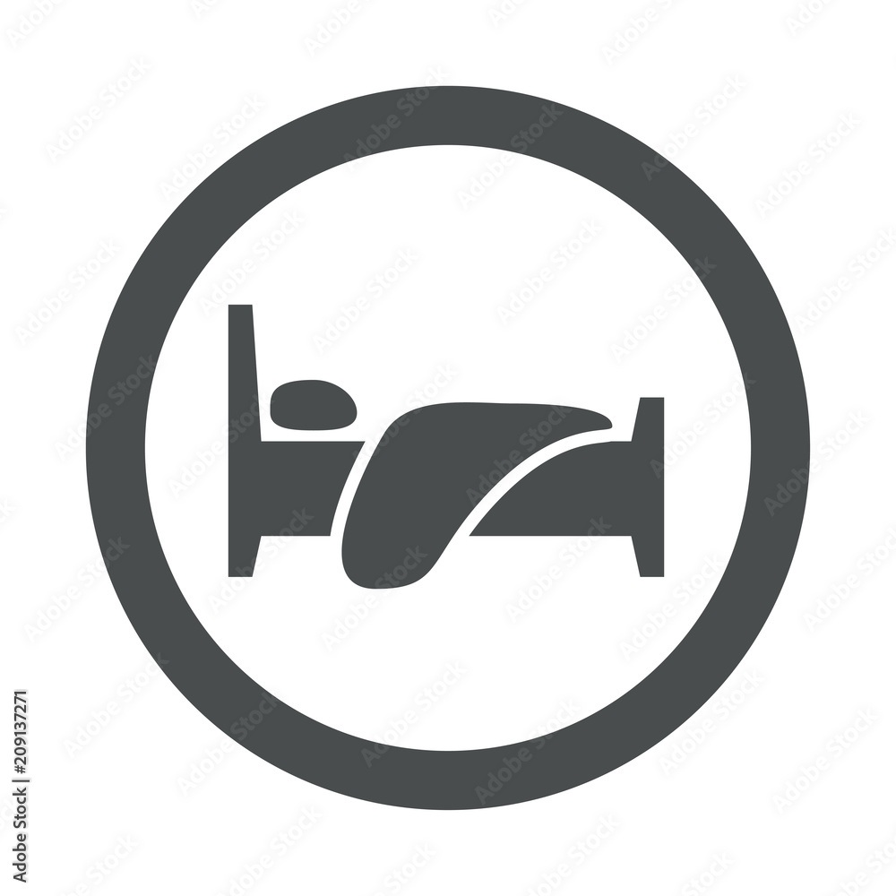 Icono plano cama de hotel en circulo color gris Icono plano cama de hotel en circulo color gris