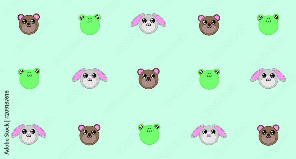 Obraz premium Kawaii animals pattern