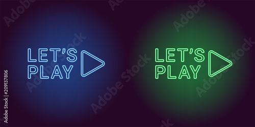 Neon icon of Blue and Green Lets Play