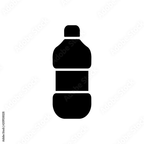 Icono plano botella de plastico en color negro