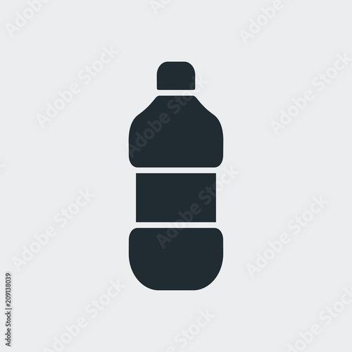 Icono plano botella de plastico en fondo gris