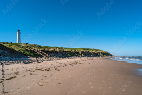 Seashore  beach and lighthouse in Hirtshals  Denmark