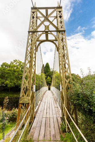 wooden suspension bridge walkway. photo