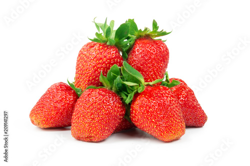 ripe strawberries isolated on white background