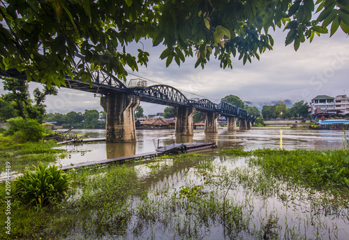 Bridge over the River Kwai with atmosphere after rain /Thailand