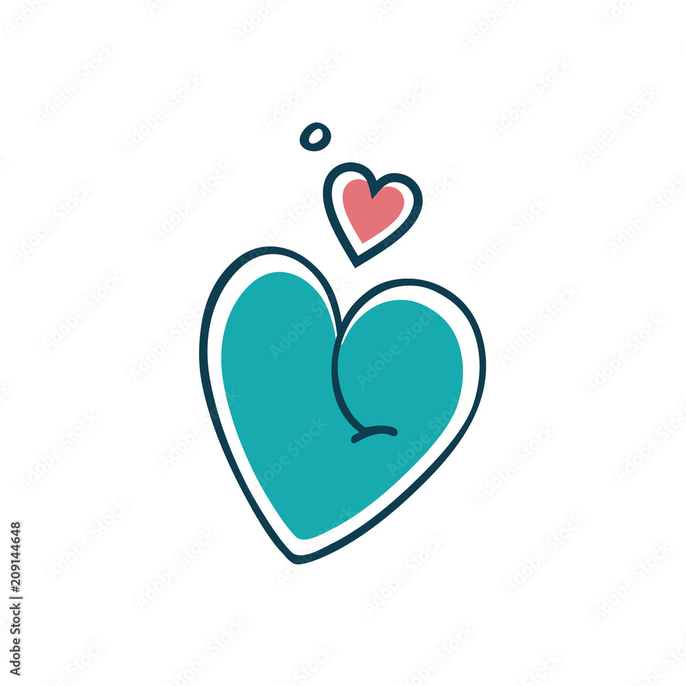 Two hearts - isolated items on white background. Cartoon style Two hearts - isolated items on white background. Cartoon style