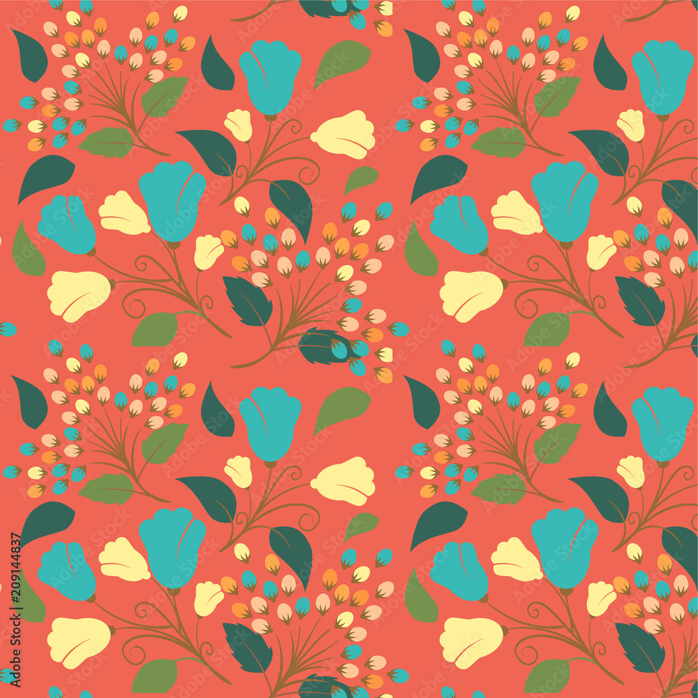 Seamless floral pattern. nature motifs. soft texture. Print for your textiles. Vector illustration. Seamless floral pattern. nature motifs. soft texture. Print for your textiles. Vector illustration.