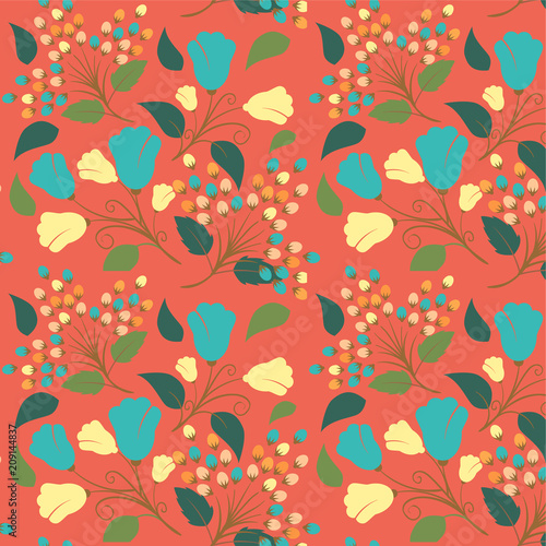 Seamless floral pattern. nature motifs. soft texture. Print for your textiles. Vector illustration.