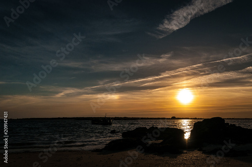 Sunset at Pointe du Pô over the Baie de Plouharnel. © Jeroen