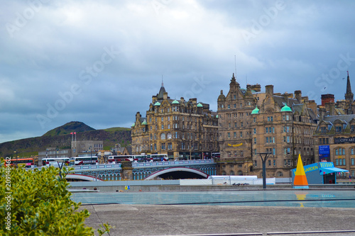 View of North Bridge from Princes Street in Edinburgh, Scotland