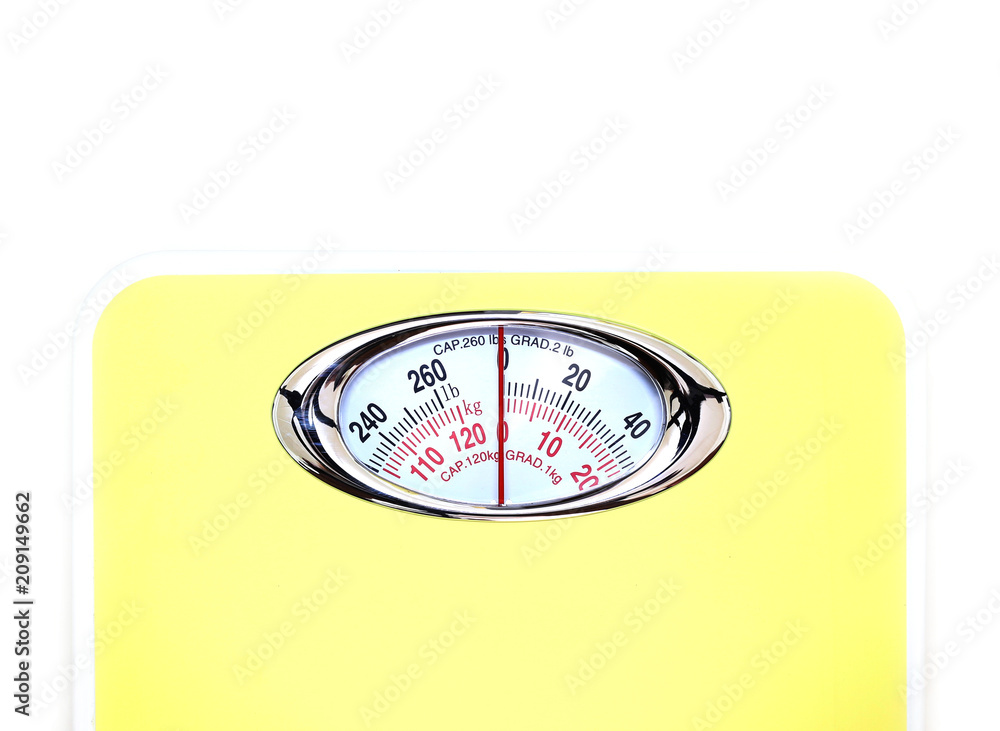 Naklejka premium Weight Scale isolated on white background, copy space.