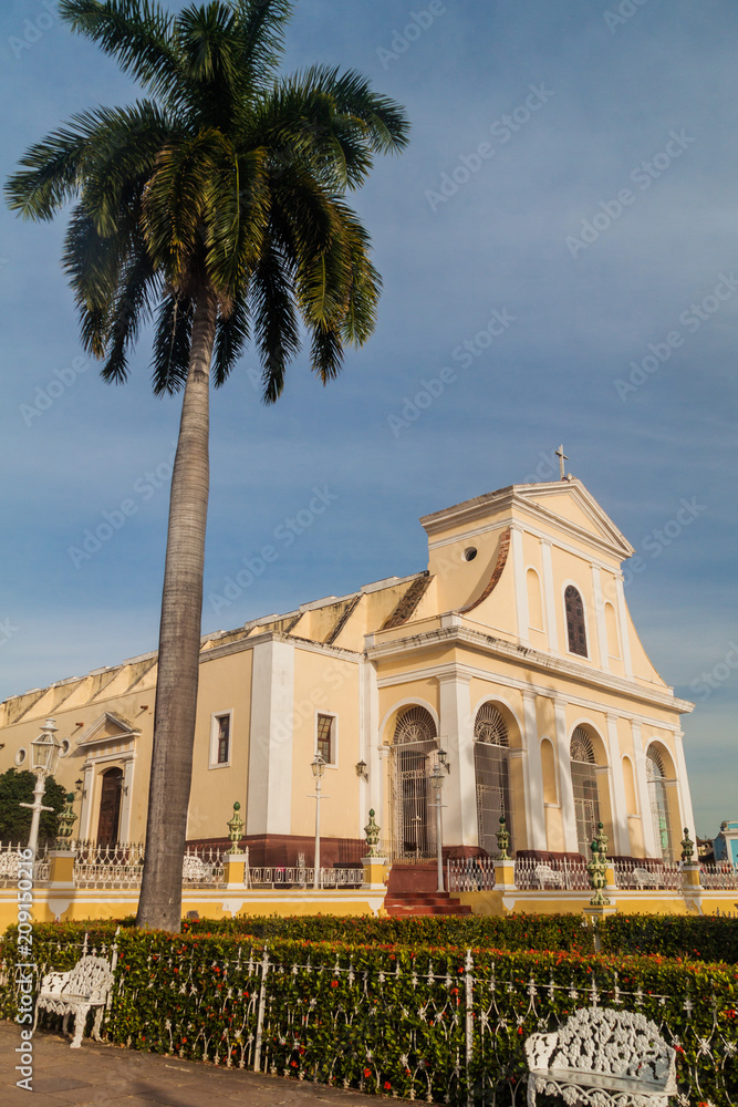 Iglesia Parroquial de la Santisima Trinidad church on Plaza Mayor square in Trinidad, Cuba.