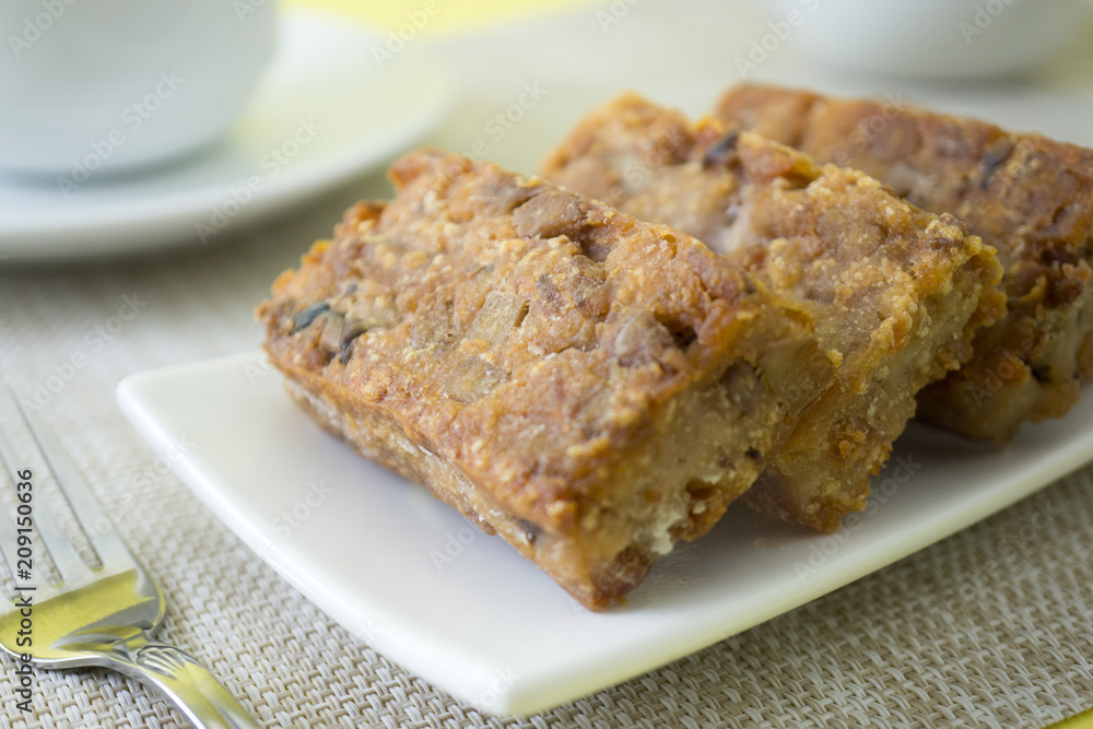Chinese style homemade pan fry yam taro cake Chinese style homemade pan fry yam taro cake