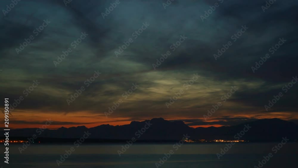 timelapse of amazing sunset of sea and sky in pollenca, mallora, spain