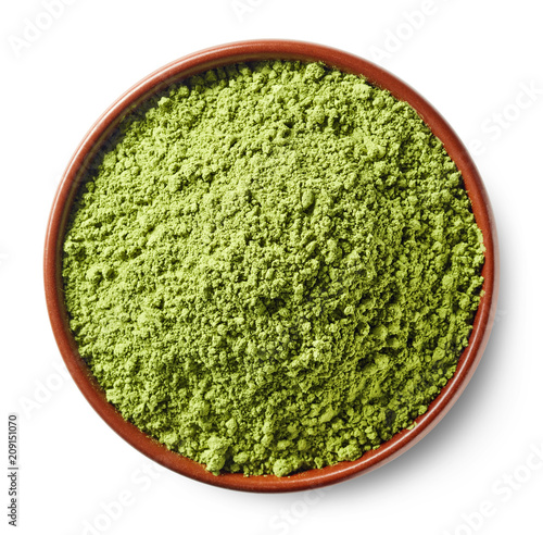 Green matcha tea powder