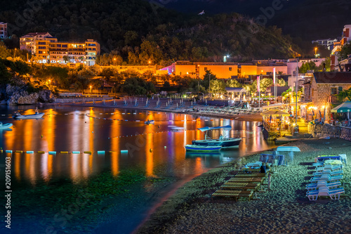 Small fishing boats moored up the picturesque village on the Adriatic coast.