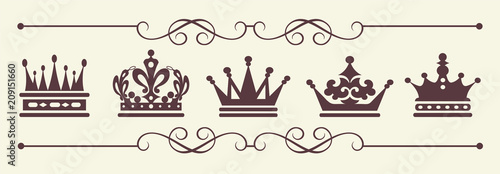 Crown vector icon set