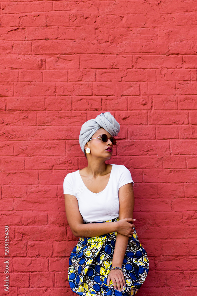 Portrait of stylish woman with turban Portrait of stylish woman with turban