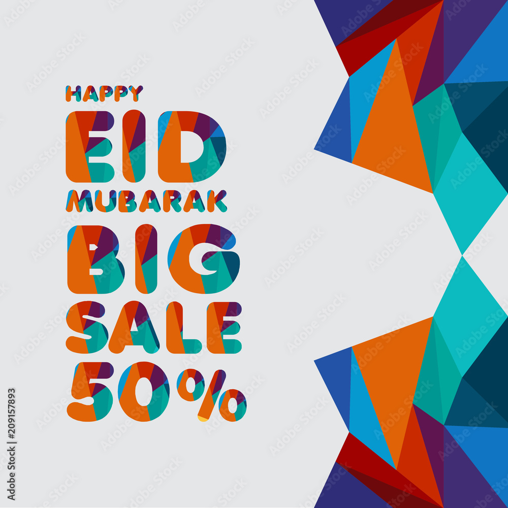 Happy Eid Mubarak Big Sale 50% Vector Template Design Illustration