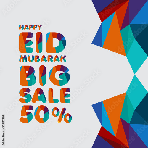 Happy Eid Mubarak Big Sale 50  Vector Template Design Illustration