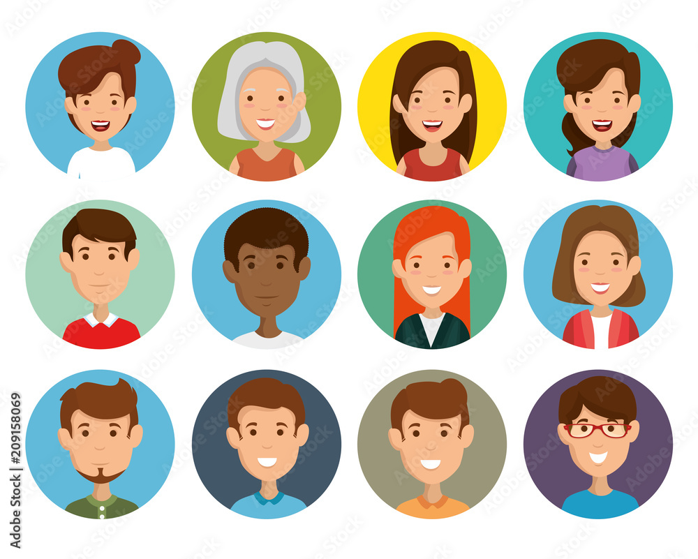 group of friends characters vector illustration design