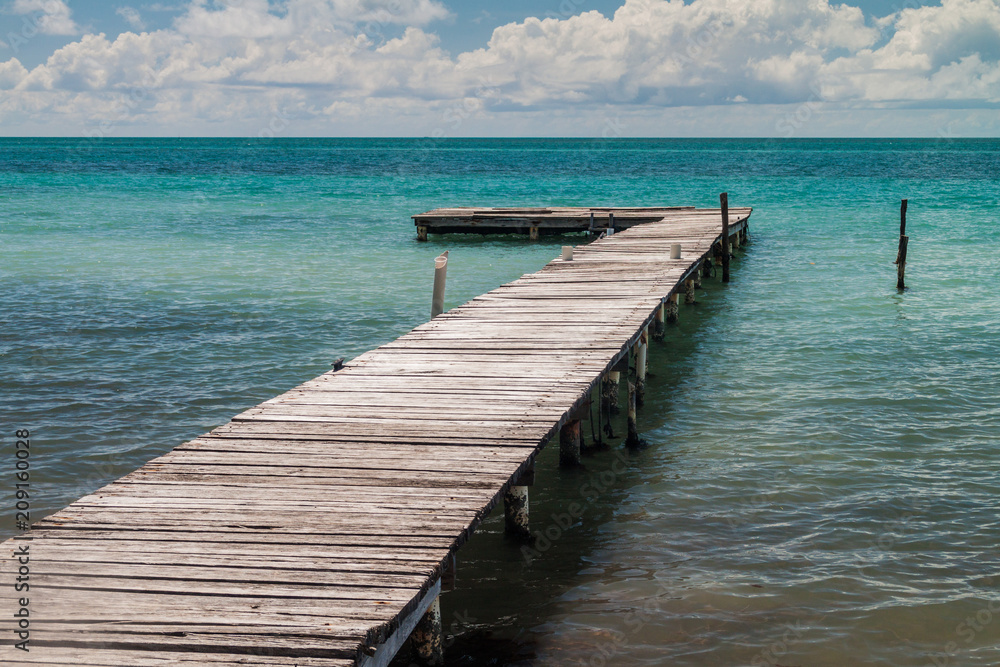 Wooden pier at Caye Caulker island, Belize
