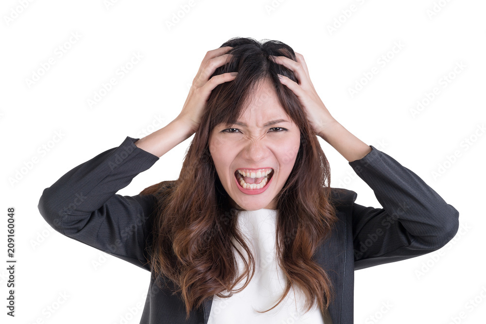 Angry Business Woman Isolated On White Background. with clipping path. Angry Business Woman Isolated On White Background. with clipping path.