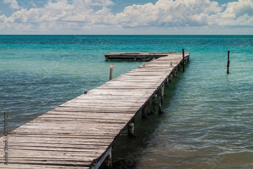Wooden pier at Caye Caulker island  Belize