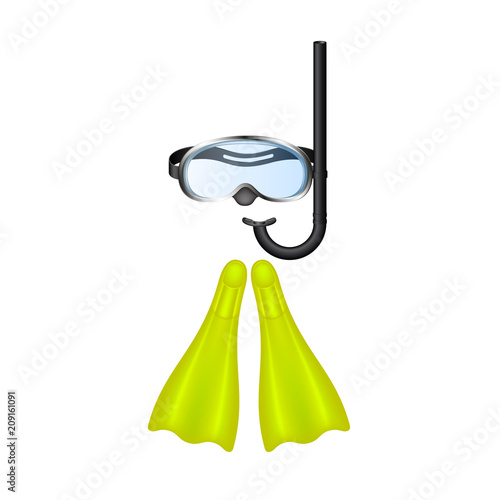 Retro diving goggles with yellow flippers