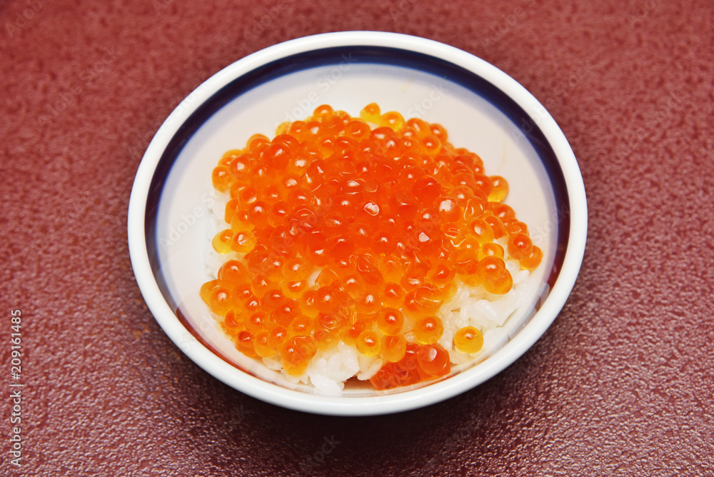 Salmon roe with rice, Japanese food Salmon roe with rice, Japanese food