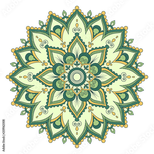 Ethnic ornamental mandala. Decorative design element. Hand drawn vector illustration
