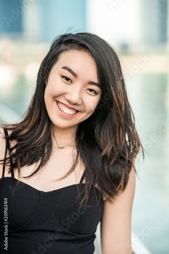 Portrait of a Beautiful Young Asian Girl Smiling