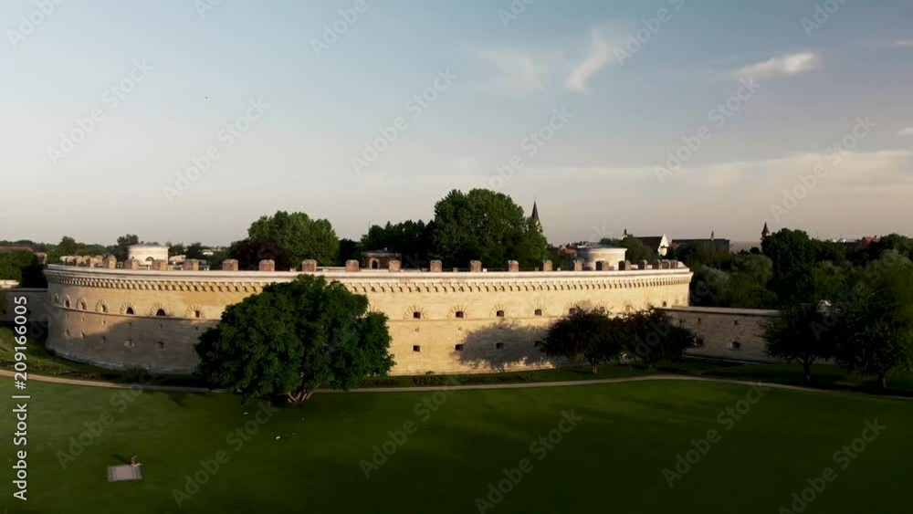 Aerial shot of a park and city on the edge of the Danube River in Germany. Aerial shot of a park and city on the edge of the Danube River in Germany.