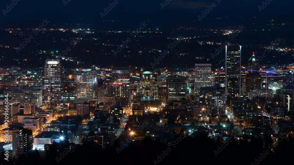 Portland, OR downtown night time lapse. Portland, OR downtown night time lapse.