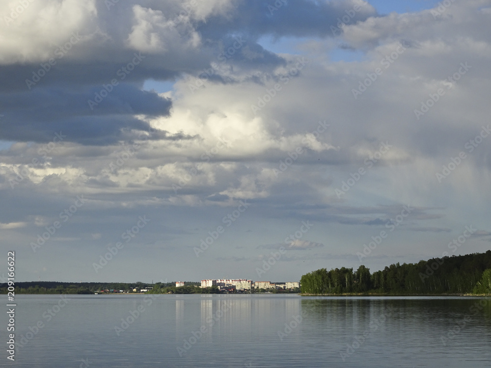 Landscape: a city by the lake