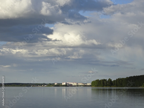 Landscape  a city by the lake