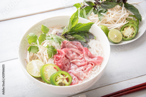 beef pho with summer roll